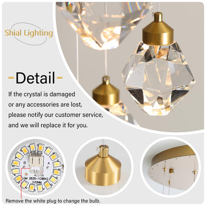 H142in Foyer Chandelier Big Chandeliers for High Ceiling Gold Pendant Light Fixture 26-Lights Crystal Chandelier Lighting Fixture for Living Room Staircase Villa