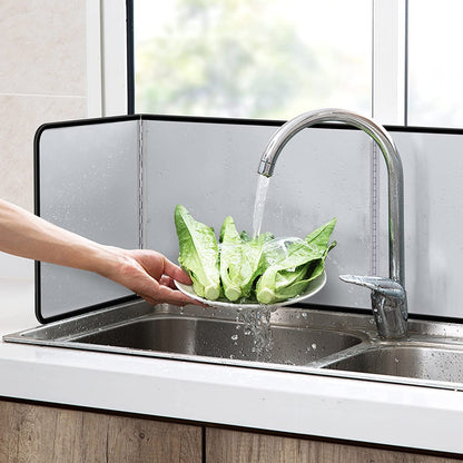 Splatter Guard for Frying Non-Stick 3 Sided Foldable Grease Splatter Screen Stainless Steel Backsplash Anti Splatter Shield Guard for Stove Screen Protector for Frying Stove Top Wall Easy to Clean - S