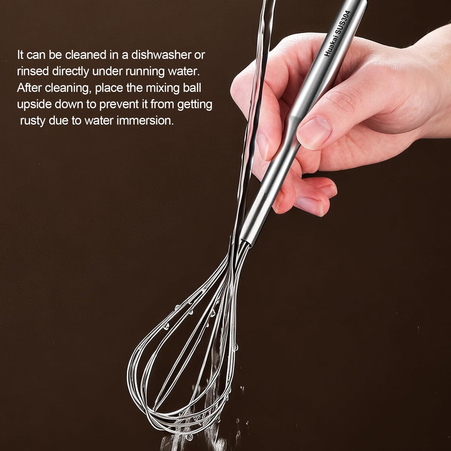 Huakai Stainless Steel Small Whisk for Cooking, 10-Inch Mini Whisk for Cheese, Coffee, Flour, Eggs