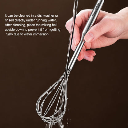 Huakai Stainless Steel Small Whisk for Cooking, 10-Inch Mini Whisk for Cheese, Coffee, Flour, Eggs