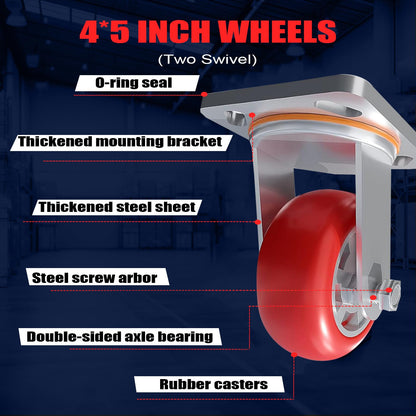 2IN1 Heavy Duty Panel Truck Cart,42" x 24" Flatbed Cart w/1Front&2 Side Handrails,2200 lbs Capacity Drywall Cart&Lumber Cart, Platform Truck w/2 Swivel Casters, All-Steel Hand Truck,Push Cart