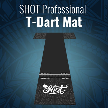 Shot! - T-Shape Rubber Darts Mat - Enhanced Floor Protection from Bounce-Outs - Heavy-Duty Rubber - Easy Set Up & Roll Up - Dart Board Floor Protector - Black