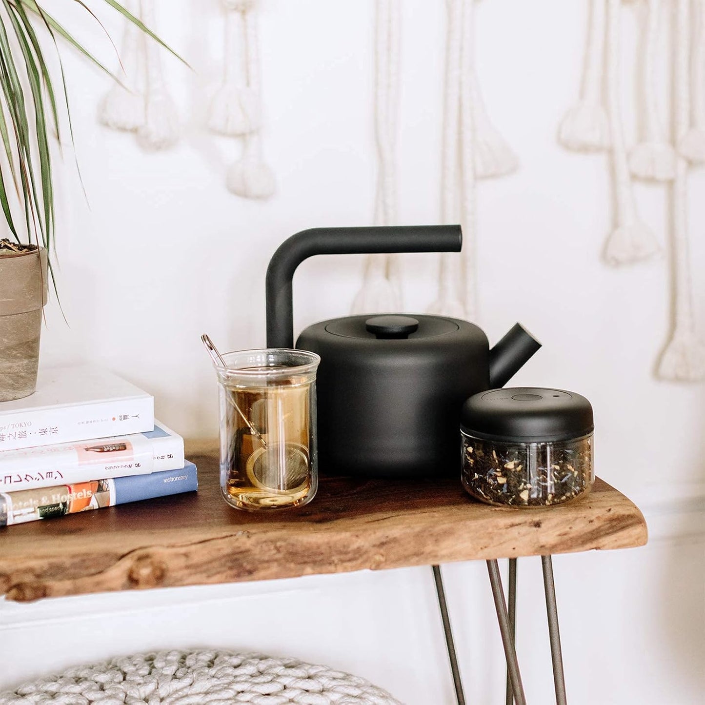 Fellow Atmos Vacuum Coffee Canister & Food Storage Container, 0.4 Liter Holds 6 oz of Coffee Beans, Airtight Clear Glass