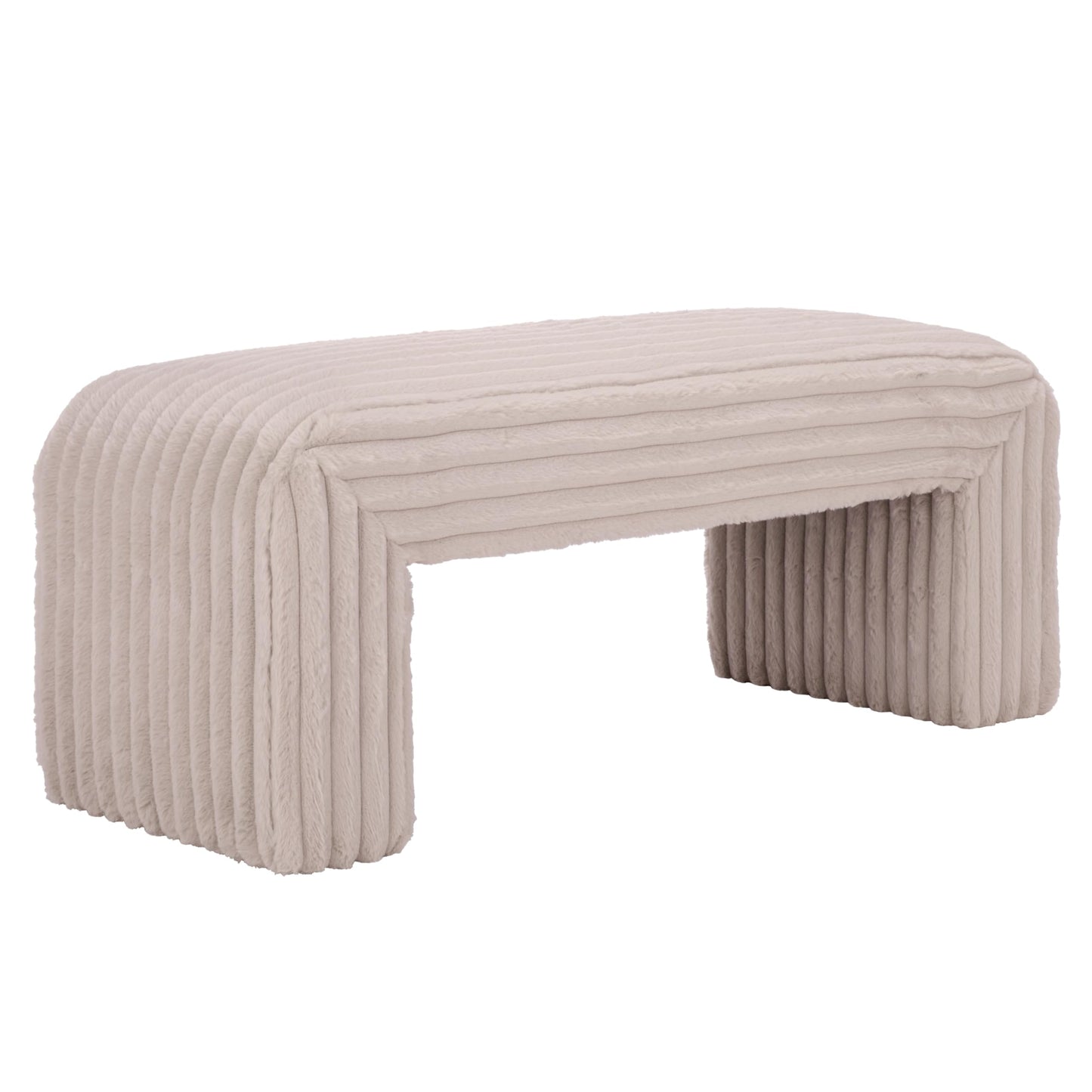 SAFAVIEH Home Collection - Arihana Curved Waterfall Bench, Beige Upholstered Seating (BCH6405A)