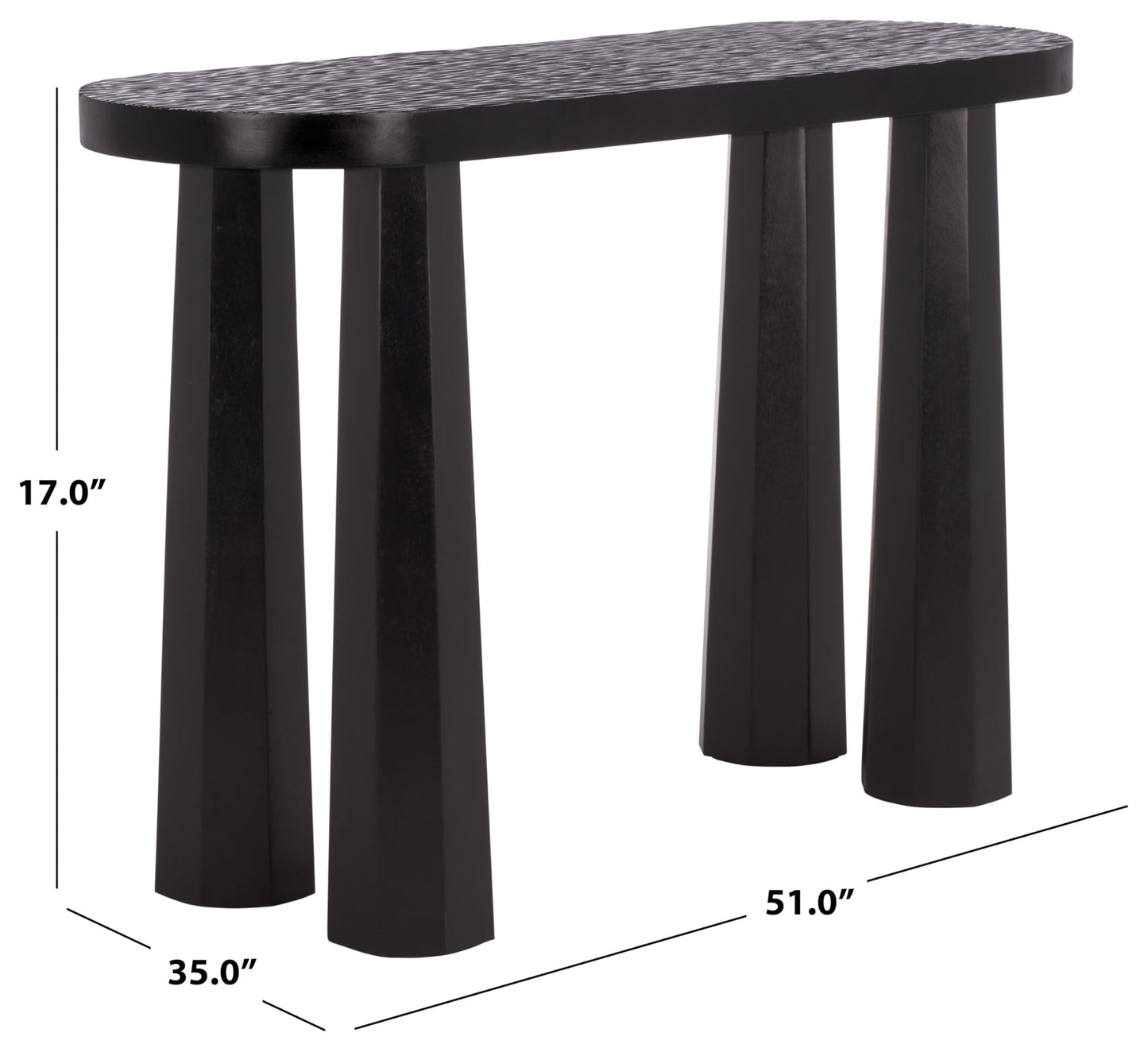 SAFAVIEH Couture Collection - Petraclara Black Solid Wood Console Table, Sculptural Oval Design, Modern Accent (SFV5791A)