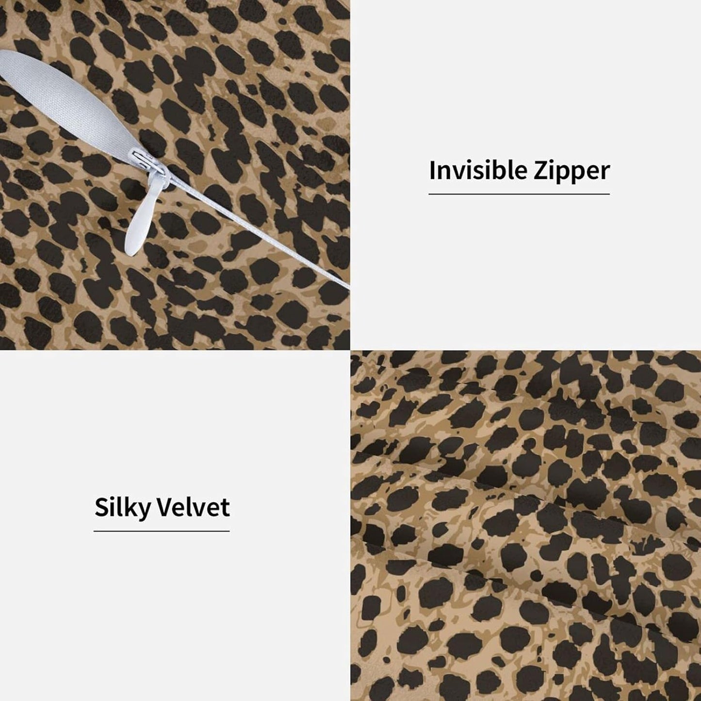 Leopard Skin Wild Animal Print Throw Pillow Cover Set of 2, Decorative Square Pillowcase for Bedroom, Living Room