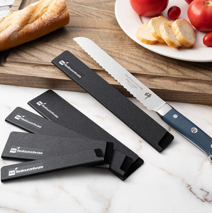 Restaurantware-Sensei 10 x 1.5 Inch Knife Sleeve, 1 Knife Protector - Fits Bread Knife, Felt Lining, Black Plastic Knife Blade Guard, Durable, Cut-Proof
