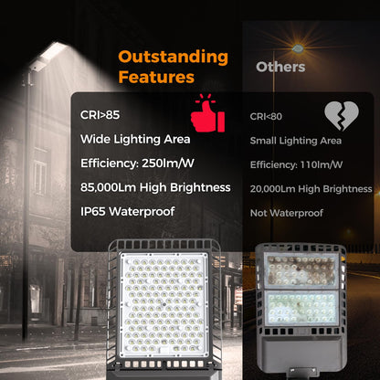 AIKVSXER 340W LED Parking Lot Lights 85000LM 6000K Street Light, Dusk to Dawn Photocell IP65 Waterproof Commercial Outdoor Area Lighting for Parking Street Roadway Yard Warehouse Garage 3 Pack