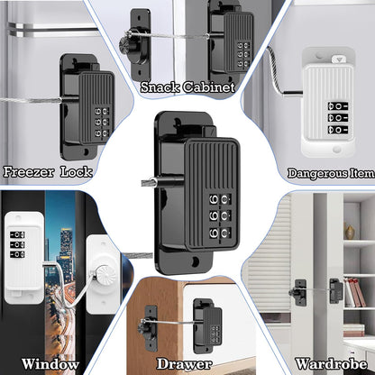 2 Pcs Refrigerator Fridge Freezer Door Lock with Password, Child Proof for Kitchen Refrigerator, Cabinets, Drawers