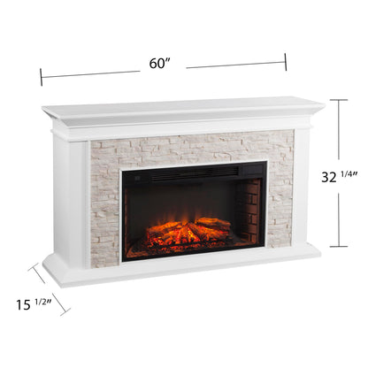 SEI Furniture Canyon Heights Faux Stacked Stone 60" Electric Fireplace, Whiskey Maple