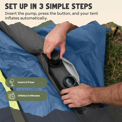 Oaktiv Inflatable Tents for Camping - CloudCamp Glamping Tent for 6 People Waterproof Oxford Fabric(210D), Quick Setup Air Tent with Manual & Battery Pump, UV Protection, 4-Season Inflatable Tent