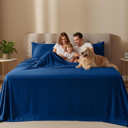 Utopia Bedding King Size Sheet Set - Soft, Breathable Microfiber | 4-Piece in Dusk Blue, Oeko-Tex Certified