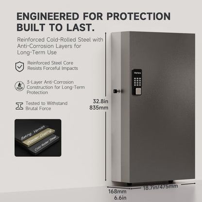 WeHere 360-Key Smart Key Lock Box, Wall-Mount Key Cabinet with Key Management App(Track Key Borrow/Return), Keypad, Bluetooth & WiFi Unlock (Sold Separately) for Commercial, School, Rental, Office