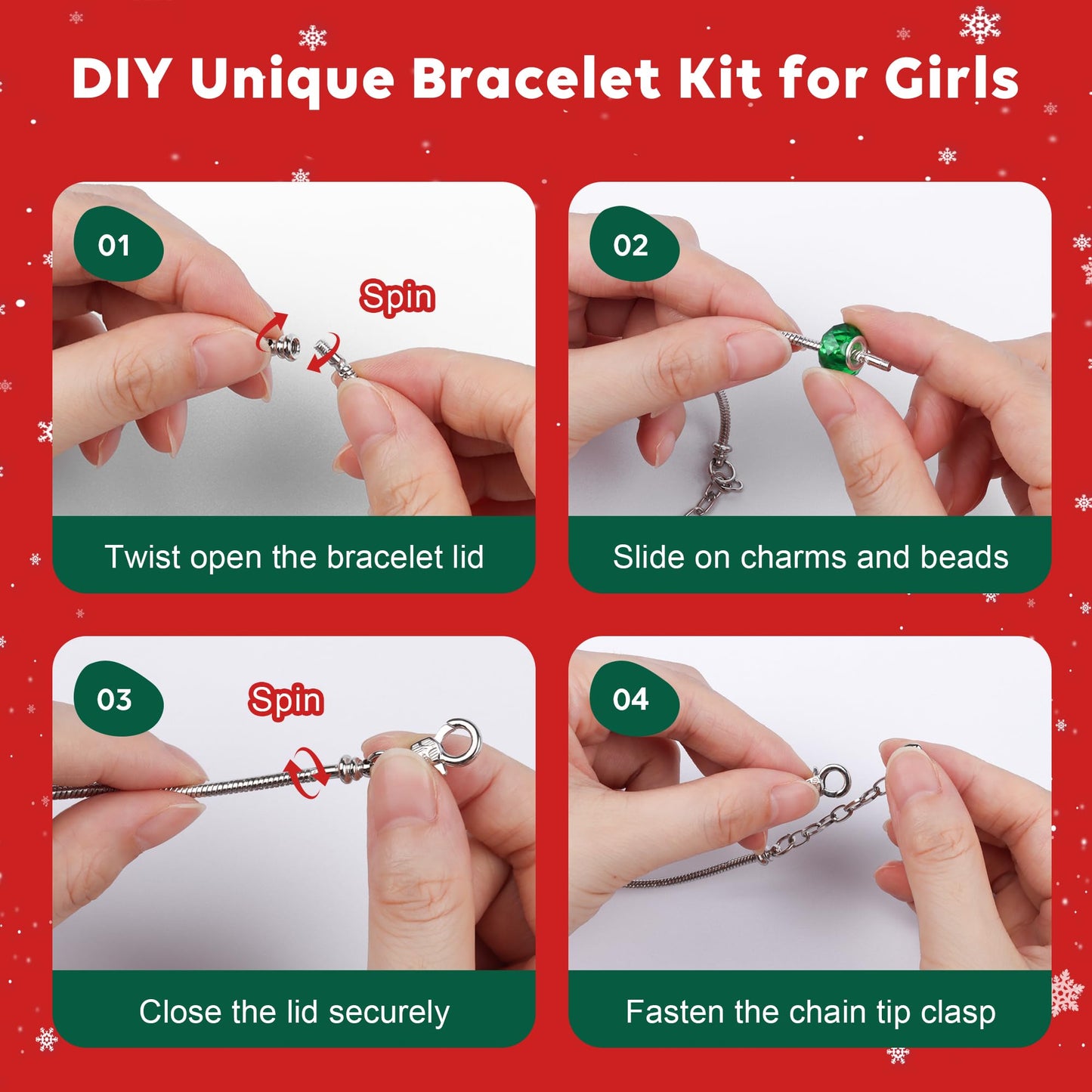 Christmas Advent Calendar Bracelets 2026 for Girls, 24 Days DIY Jewelry Making Kit with 22 Charm Beads and 2 Adjustable Bracelets, Xmas Countdown Gift for Kids Teens Women