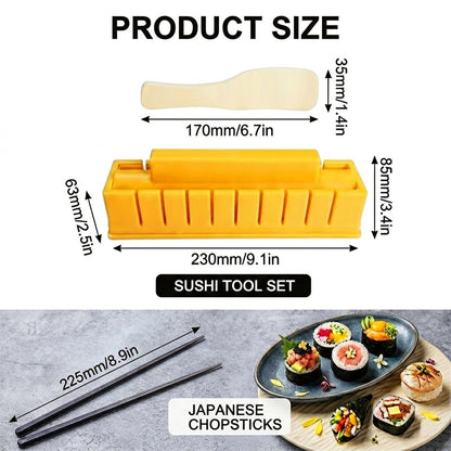 Sushi Maker – DIY Sushi Making Kit with Chopsticks, Thickened & Extended Sushi Mold Design for Easy Low-Fat Round Rolls, Perfect for Family, Parties & Cooking Classes, Ideal Gift for Food Lovers