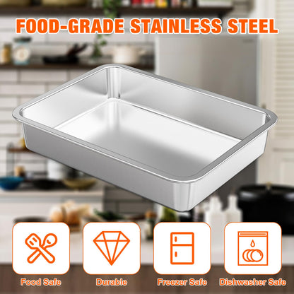 onlyfire Stainless Steel Baking Pan Barbeque Grilling Pan for Baking Breads, Grilling Chicken, Vegetables,15.5" X 11.6" X 2.8"