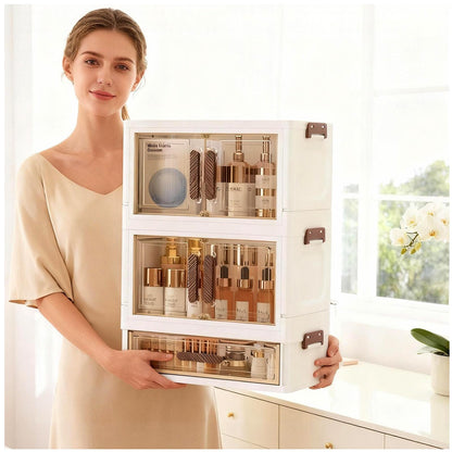 LiliGloris Stackable desktop organizer with drawers and compartments, perfect for storing cosmetics, beauty tools, jewelry, and daily essentials in dorm rooms (1 drawers+2 layers)