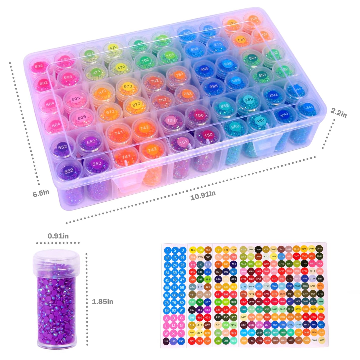 QTFOUND Diamond Art Storage, 1Pack 60 Bottle,Diamond Storage Painting Accessories Organizer Case Containers (Beads not Included)
