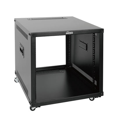 Tecmojo 9U Portable Rolling Network Rack, 4-Post Mobile Open Frame Server Rack with Wheels, Free Standing Server Cabinet for Computer/Data/AV/IT Equipment/Network Equipment
