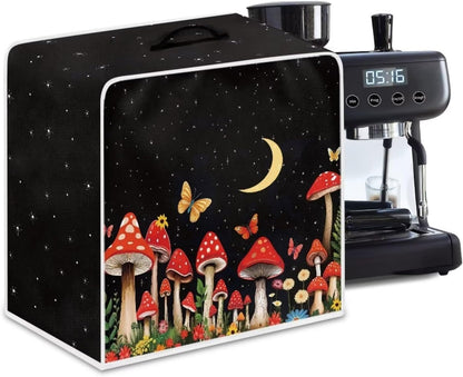 Moon Mushroom Coffee Maker Cover, Stain Resistant Washable Covers with Handle for Toaster Machine Protection