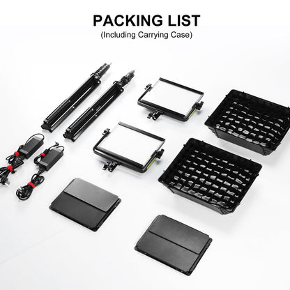 GVM RGB Photography Lighting Kits with 2 Softboxes, 680RS 50W Studio Lights with Bluetooth Control, 2 Packs Video Light with 18 Lighting Scenes, led Panel Lights for Video Recording, 8500lux/0.5m