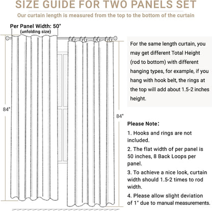 Skiennix 100% Blackout Linen Curtains - Thermal Insulated Drapes for Bedroom | 50" W x 90" L, Ash Grey