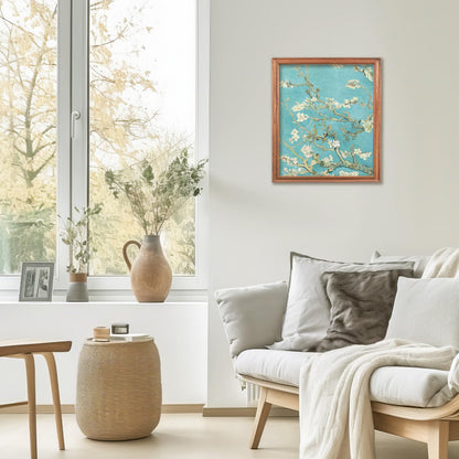 FUHYGU Diamond Painting Kit 9.8x11.8 Inches – Almond Blossom Inspired Painting, DIY Full Drill Diamond Art Kit for Adults, Classic Art Floral Wall Decor