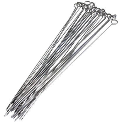 Blue Donuts 24 Pack Kabob Skewers for Grilling 17 Inch - BBQ Grill Grilling Accessories, Stainless Steel, Pack of 24