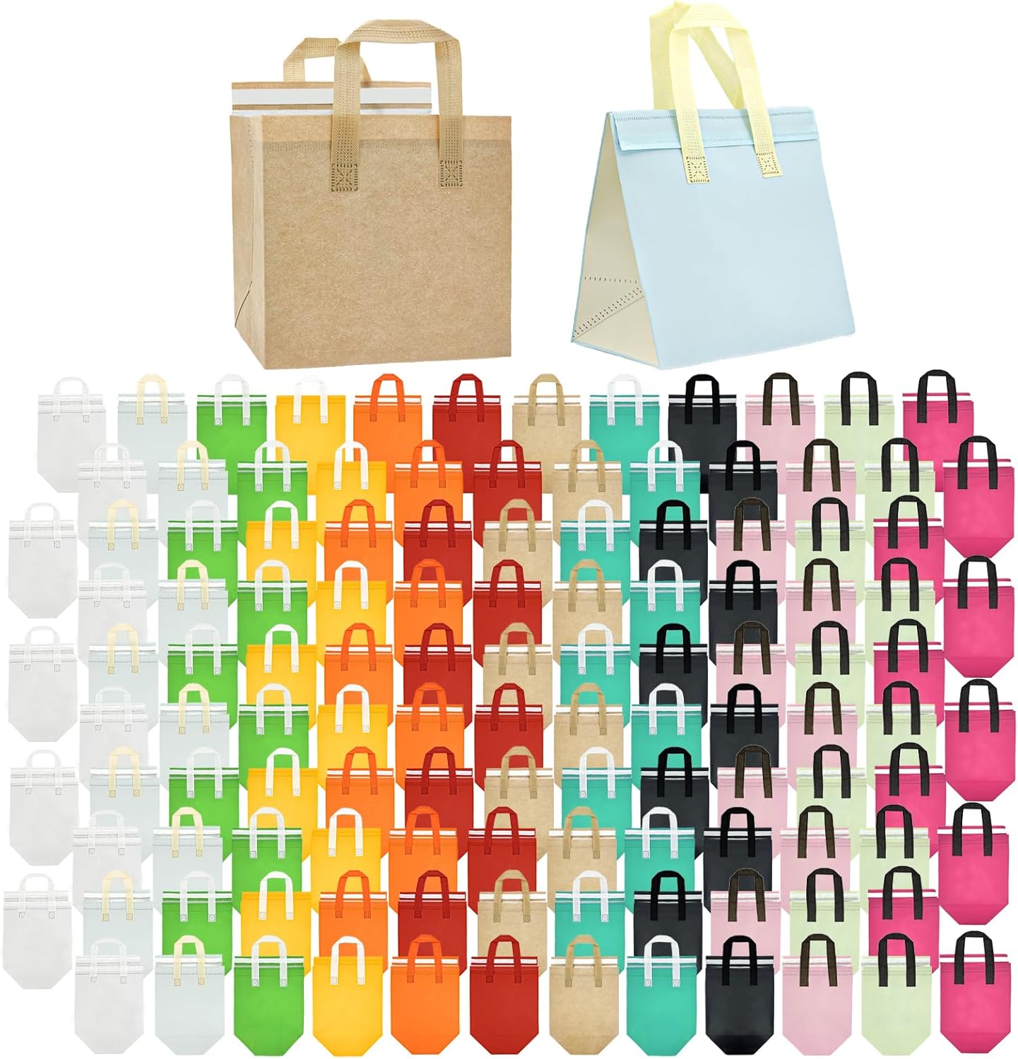 120 (9.5 9.5 6 (120, 24x24x15) Pcs Insulated Take Out Bags Bulk in Thermal Insulation Lunch Bag for Hot Cold Food Pizza