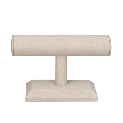 MOOCA Linen Covered Wood Jewelry Display, Jewelry Stand, Bracelet Holder Display, Watch Stand, Bracelet Stand, Tan Linen