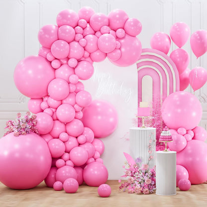PartyWoo Pink Balloon Arch Kit - 127pcs Matte Pink Balloons in Various Sizes for Baby Showers & Parties