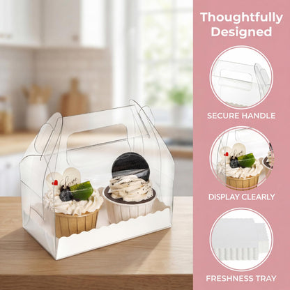 Nagpew Clear Gable Bakery Gift Box,40 Pack, Handles, Party Favor
