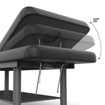 Dolonm Heavy Duty Professional Stationary Massage Bed with Backrest for Treatment Table Physical Therapy Table Spa Facial Bed, 31.5in Wide Table, Metal Frame PU Leather, Black Integral Structure