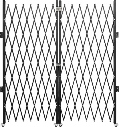 Double Expandable Gate, 64"H x 122"W Folding Security Door Gate, 360° Rolling Barricade Gate, Heavy-Duty Steel Outdoor Retractable Lockable Scissor Gates for Courtyards, Garages, Gardens, Pool