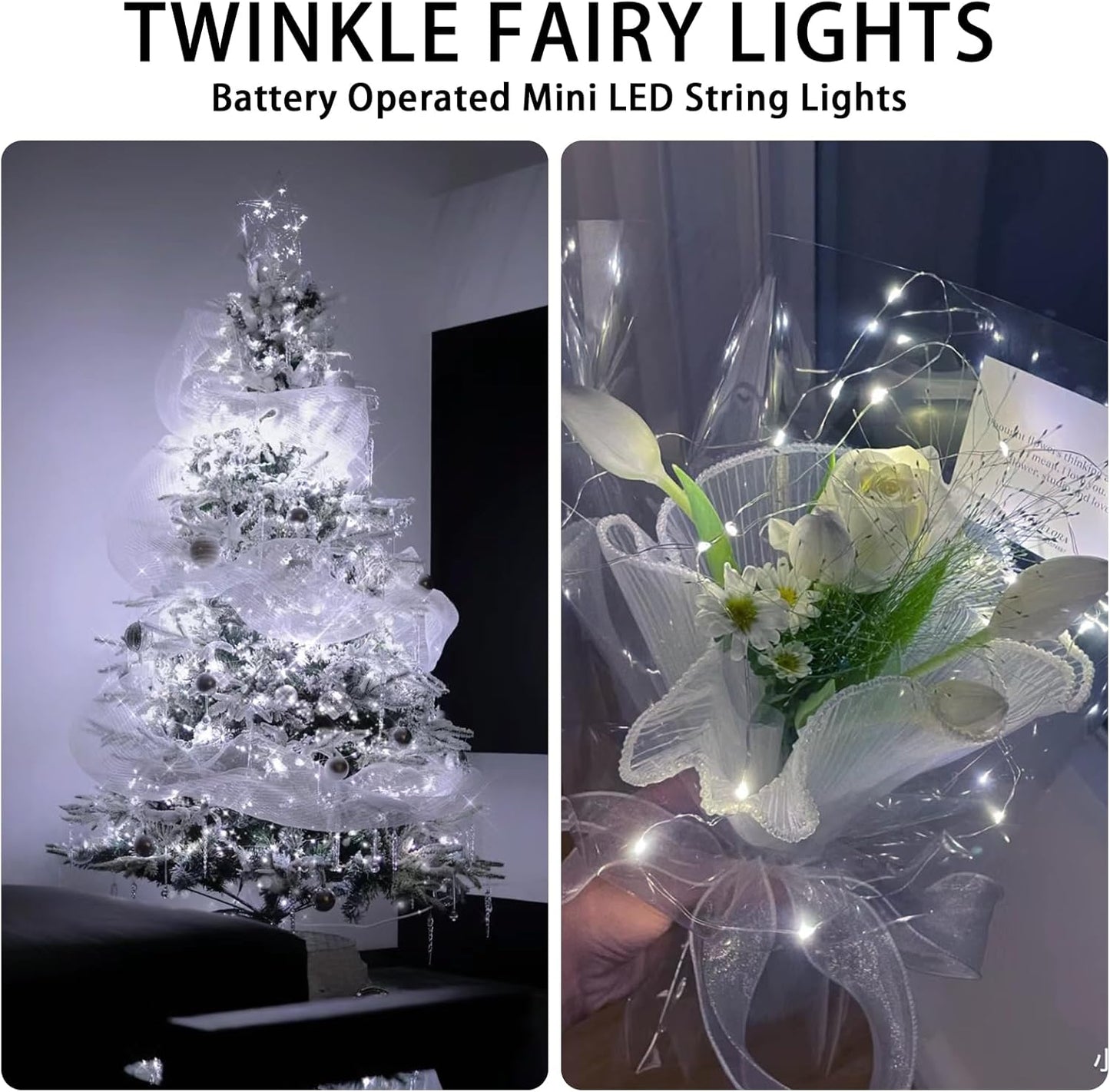 12 Pack 7ft 20 (12, White Fairy Lights Battery Operated, LED Mini String Twinkle Lights for Christmas Halloween Easter
