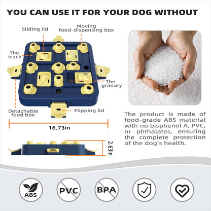 KADTC Dog Chess Puzzle Toy Level 3 in 1 for Small/Medium/Large Dogs Smart Mind Stimulating Game Puppy Brain Stimulation Cognitive Enrichment Toys Keep Them Busy Boredom Interactive Treat Food Puzzles