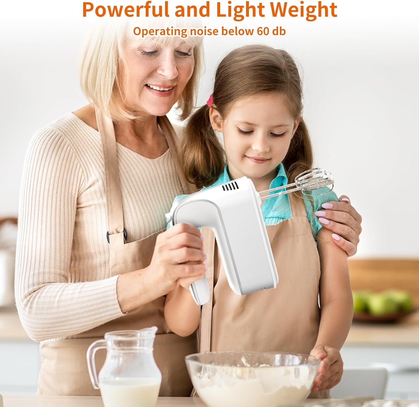 CBQ Electric Hand Mixer, 9 Speed 400W Handheld Mixer with Digital Display, Touch Button, Turbo, 5 Accessories