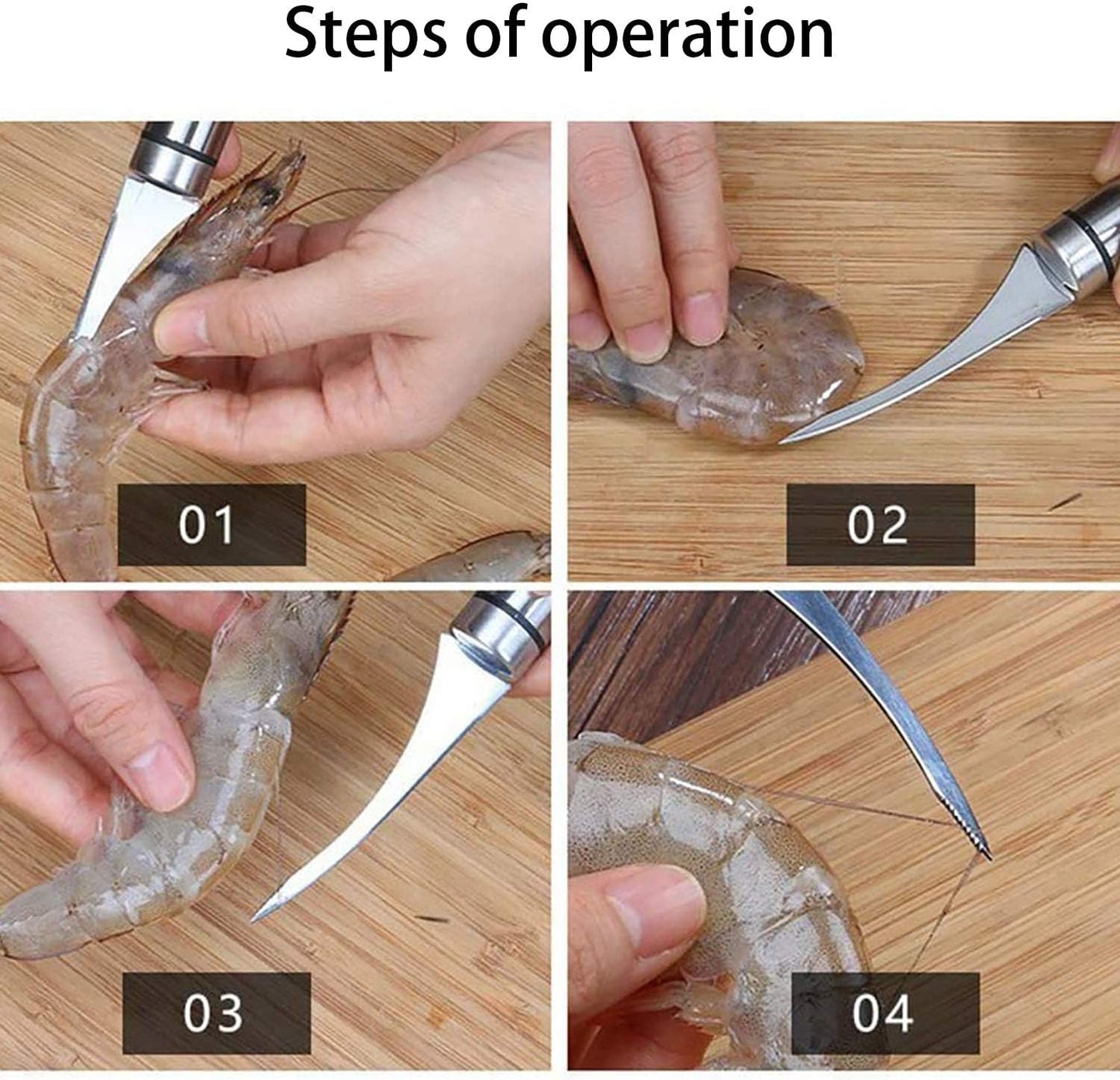 Stainless Steel Shrimp Deveiner Tool and Peeler, Kitchen Cleaner for Seafood