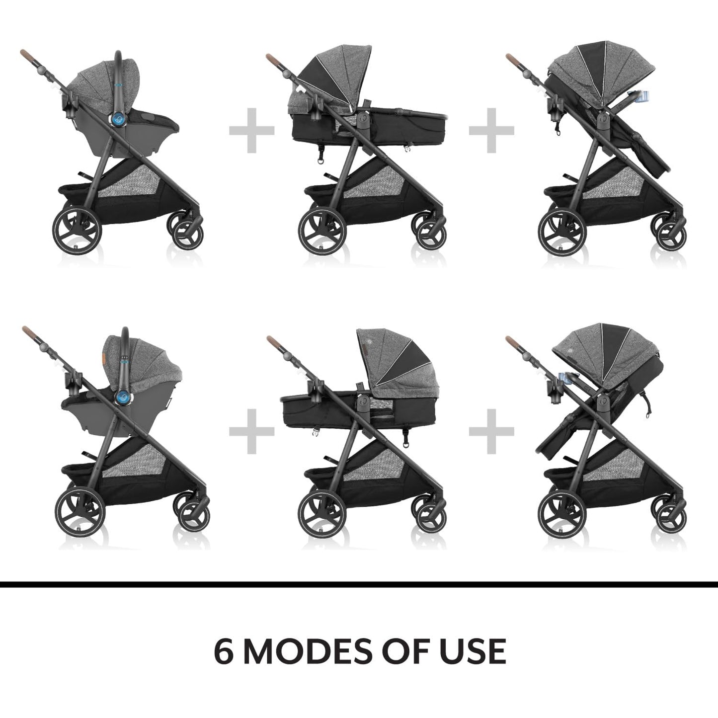Evenflo Shyft Intuiti+ Travel System Featuring Revolve180 LiteMax™ NXT Rotating Rear-Facing Lightweight Preemie and Infant Car Seat with SensorySoothe 3-30 lbs. (Dubhan Black)