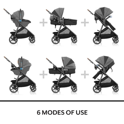 Evenflo Shyft Intuiti+ Travel System Featuring Revolve180 LiteMax™ NXT Rotating Rear-Facing Lightweight Preemie and Infant Car Seat with SensorySoothe 3-30 lbs. (Dubhan Black)