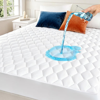 18 Full Size Mattress Protector Waterproof Washable Mattress Padded Cover Fitted Bed Protection Noiseless Plastic Bed