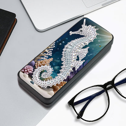 MVVMTOP Diamond Painting Eye Glass Case, DIY Seahorse Diamond Art Glasses Storage Box Sunglass Case for Adults Handmade for Art Craft Gift Travel Sunglass Eyeglasses