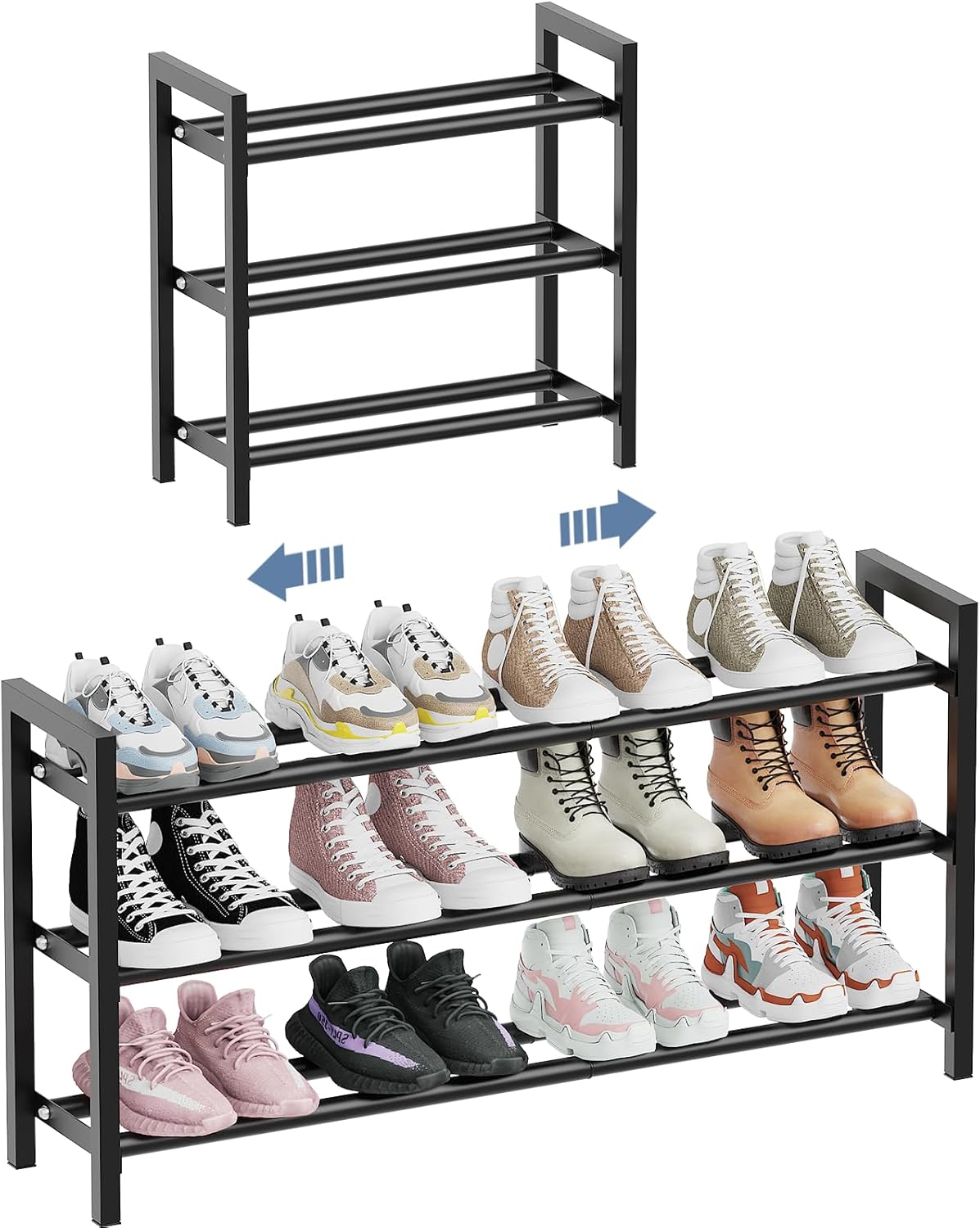 18-33 Closet, 3-Tier Mavivegue Expandable Shoe Rack for Shoe Organizer, Adjustable Shoe Rack for Front Door Entrance