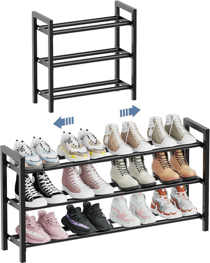 18-33 Closet, 3-Tier Mavivegue Expandable Shoe Rack for Shoe Organizer, Adjustable Shoe Rack for Front Door Entrance