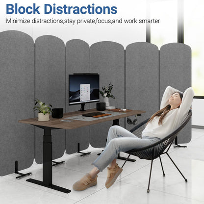 Natwind 5-Panel Office Room Divider, 122.8 x 71 inches Portable Office Partition, Freestanding Folding Privacy Wall for Cubicle & Temporary Indoor Space Separation (Dark Grey)