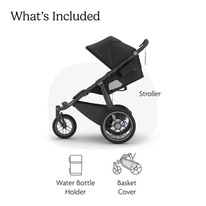 UPPAbaby Ridge V2 Jogging Stroller | All-Terrain Performance Suspension + Never-Flat Tires Built for Walking, Running + Trails | Water Bottle Holder Included | James (Black |Carbon Frame)