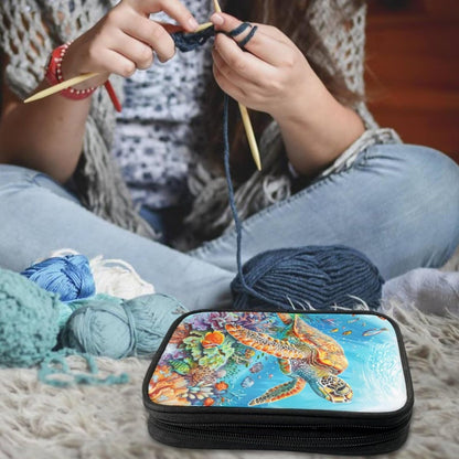 Luarisgur Sea Turtle Crochet Storage Organizer Cute Crochet Hook Case Empty Knitting Needle Organizer Travel Organizer Storage Bag for Knitting Needles and Other Accessories (Bag Only)