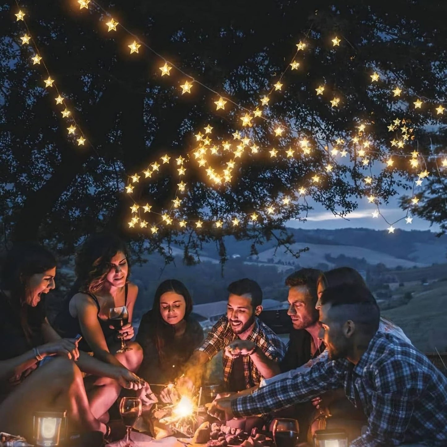 20 40 Star String Lights Battery Operated, FT LED Twinkle Lights Warm White Cute Hanging Star Fairy Light for Bedroom