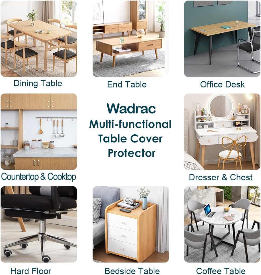 12x28 inch Wadrac Clear Table Protector Plastic Table Cloths PVC Night Stand Table Cover Mat Office Desk Mat Shelf