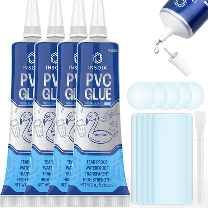15 ML 4 Swimming INSOIA Pool Liner Patch, Air Mattress Repair Kit x Waterproof Vinyl Repair Patch Kit for Inflatables